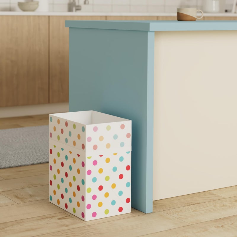 Clean Cubes 13 Gallon Disposable Pop-Up Trash Cans (3-Pack) with Fitted Bags â€“ Foldable Garbage & Recycling Bins for Parties, Events & Kitchen (Polka Dot, 17" H x 13.5" W x 10" D) - Image 2